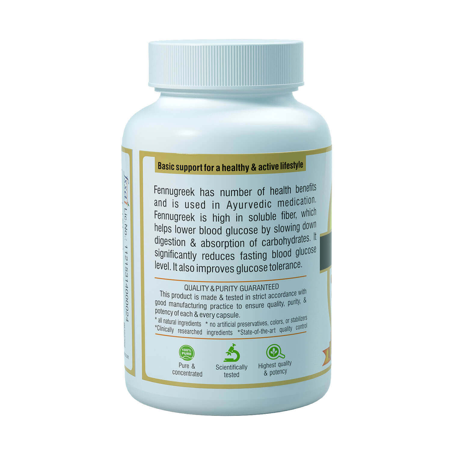 Fenugreek Dietary Supplement Right Side View