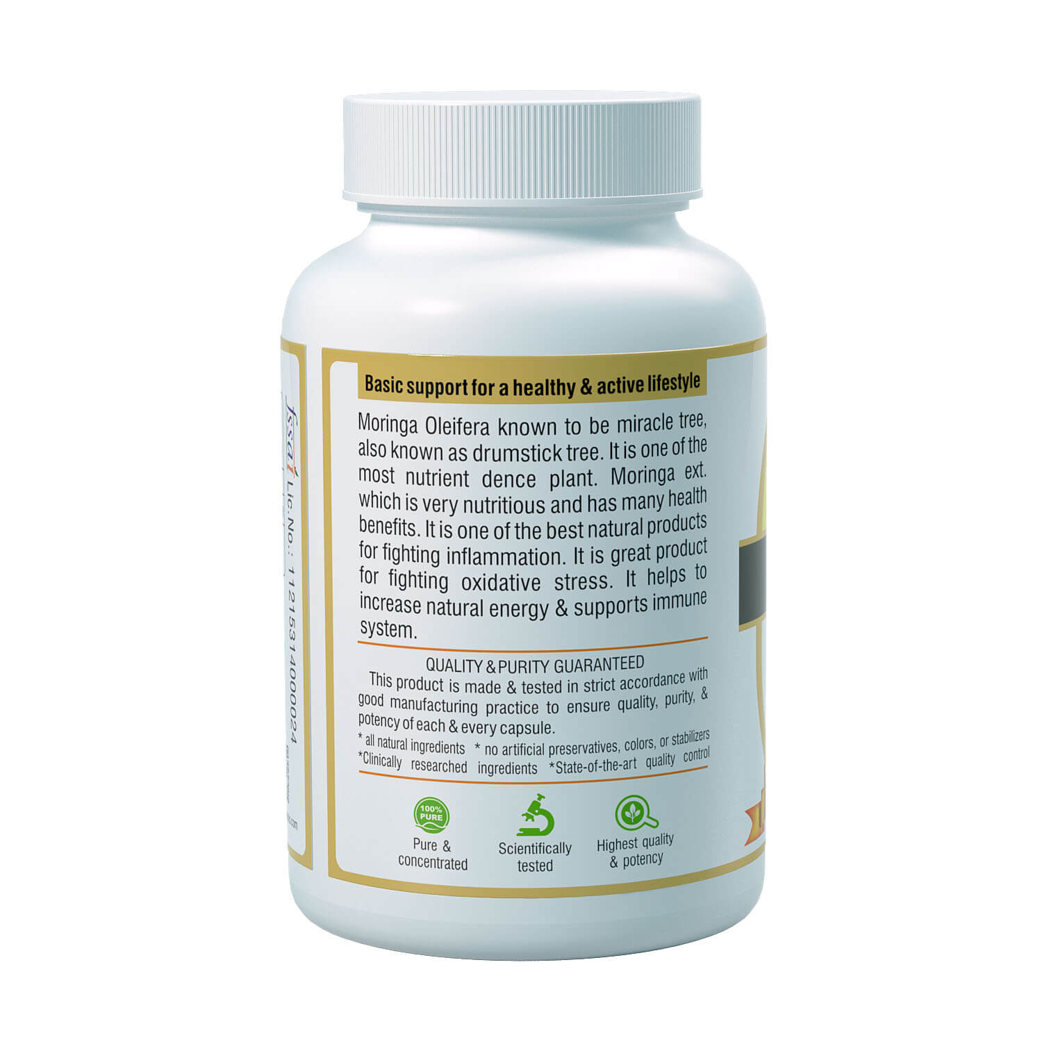 Moringa Dietary Supplement Right Side View